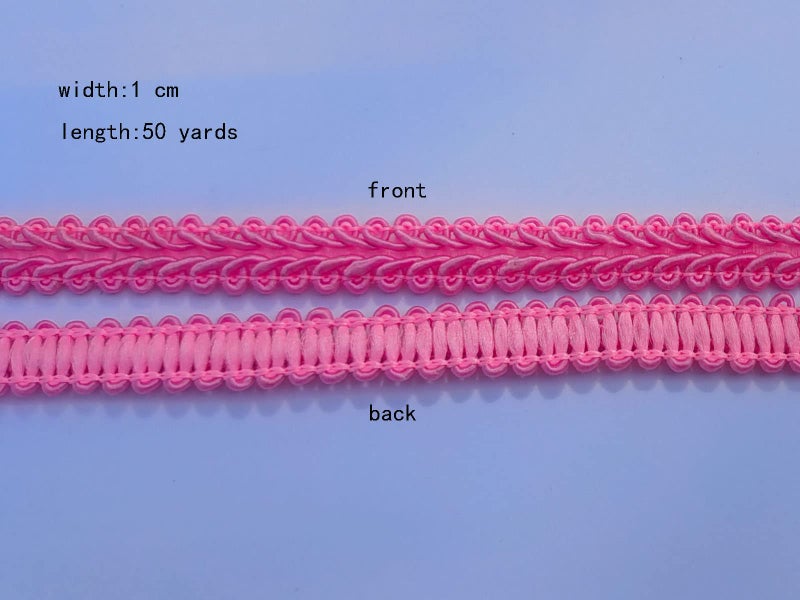 MONIDOOR 3/8 Inch Gimp Braid Trim 50 Yards for Upholstery Costume DIY Crafts (1326 Pink) - Image 4